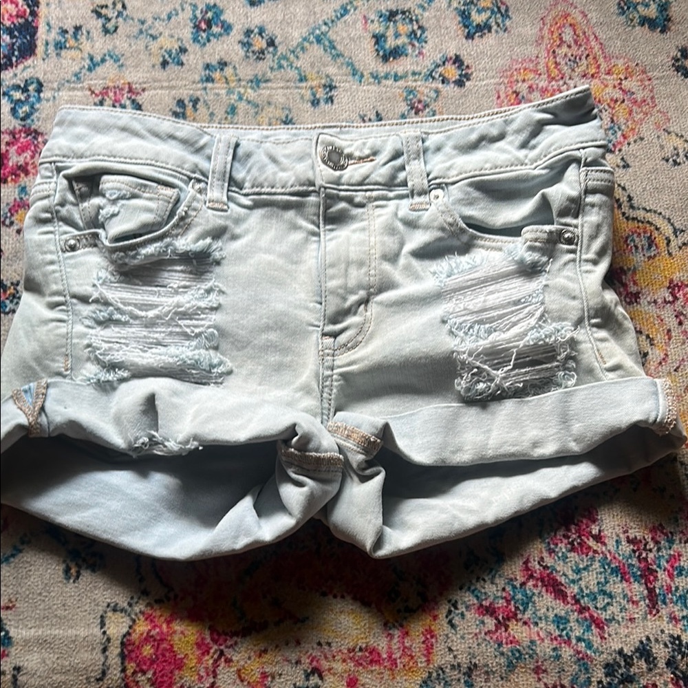 American Eagle Outfitters Blue Jean Shorts Distressed Casual